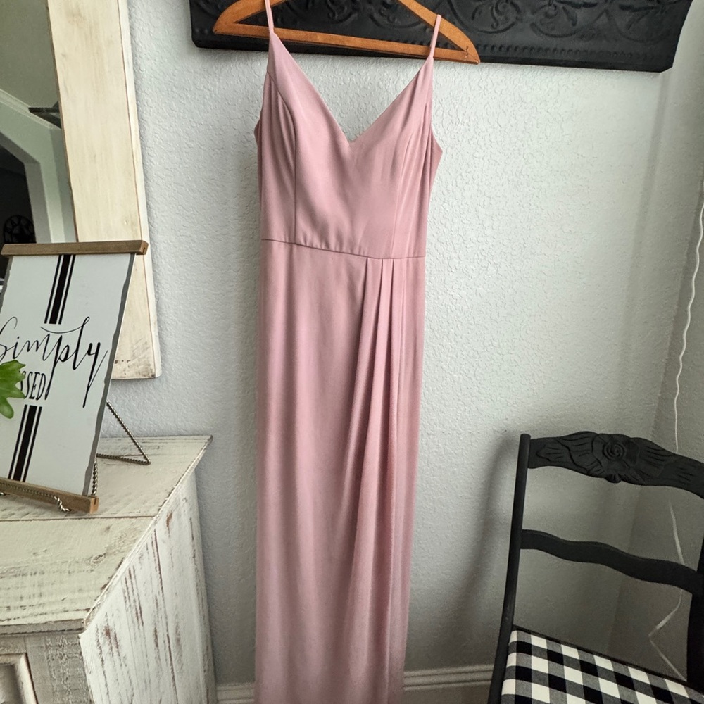 Pink Sleeveless Spaghetti Strap Maxi Dress for Prom or Wedding     (E)